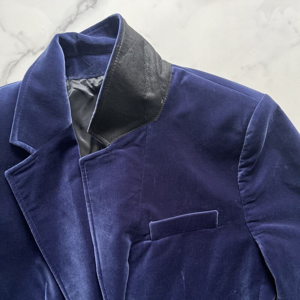 ME+EM Velvet Sharp Shoulder Blazer Indigo Blue Sz 10 - Picture 9 of 14